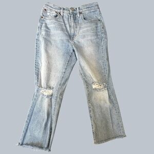Madewell High Rise Slim Boy Jean Light Blue Distressed Women’s Jeans